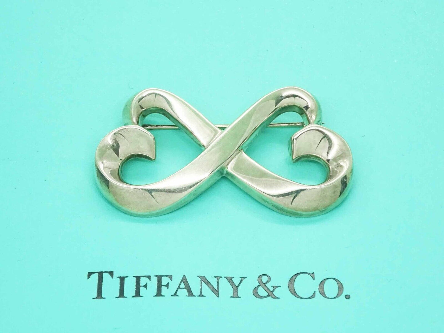 Tiffany & Co Paloma Picasso Loving Heart Brooch Pin Sterling Silver Signed