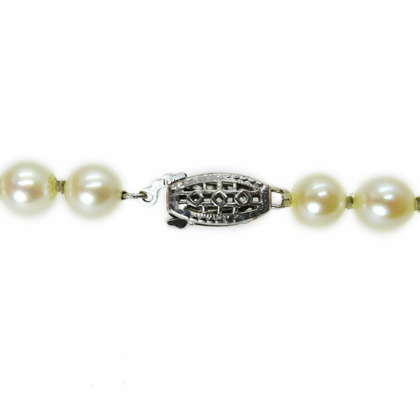 Estate 5mm - 5.5mm Cultured Saltwater Pearl Necklace 10k White Gold 18"