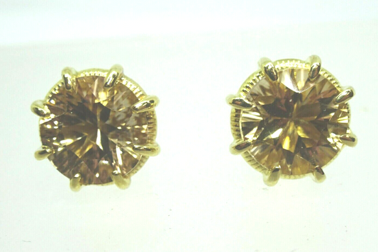 Natural Citrine Stud Earrings 10k Gold 4 Grams