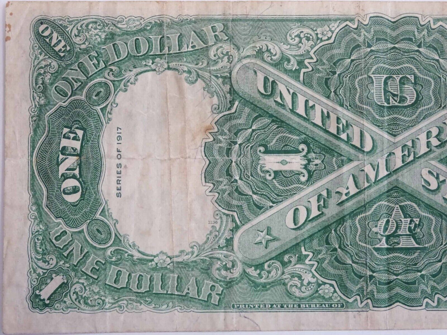 1917 $1 "Sawhorse" United States Legal Tender Large Note T16234469A