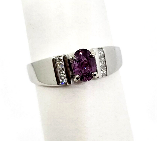 1.1ct tw Purple Sapphire & Diamond Platinum Ring, Size 11