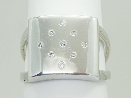 Men's 0.15ct tw Natural Diamond Solid Statement Ring 14k White Gold Size 10