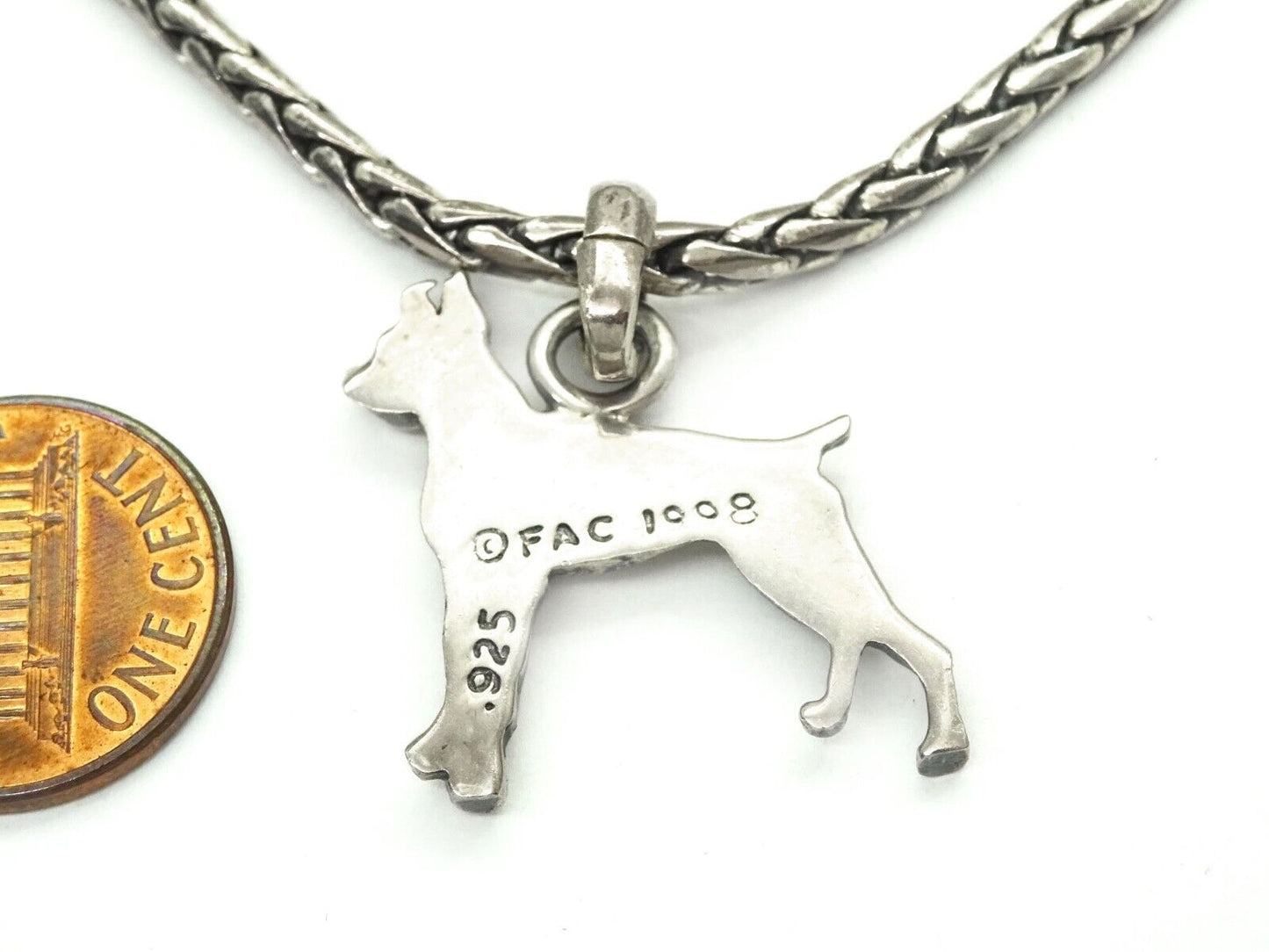 FAC FineARF Lisa Greene Boxer Dog Pendant Chain w/Extender Sterling Silver