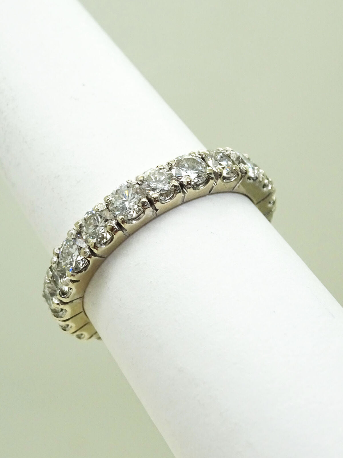 3ct tw Earth Mined Diamond Eternity Band Ring 14k White Gold Size 7.5