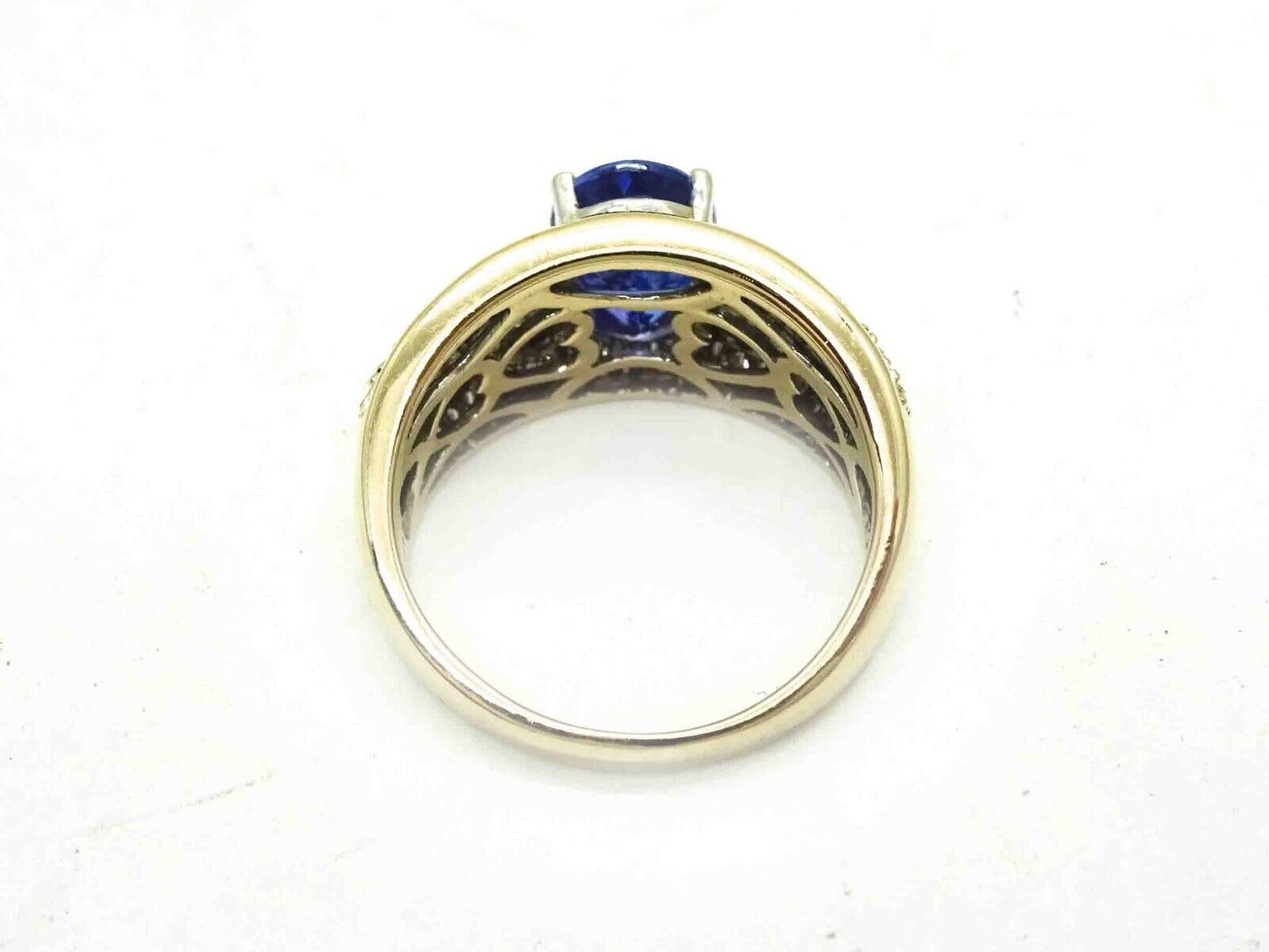 3.95ct tw Natural Tanzanite & Diamond Cocktail Ring 18k Gold Size 7