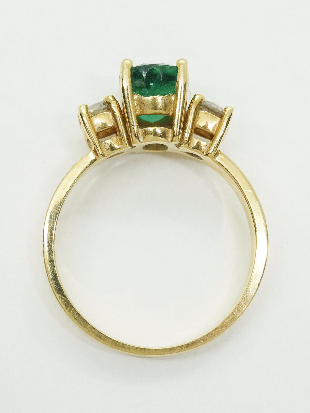 1.62ct tw Oval Natural Emerald & Diamond Accent Ring 14k Gold Size 6.5