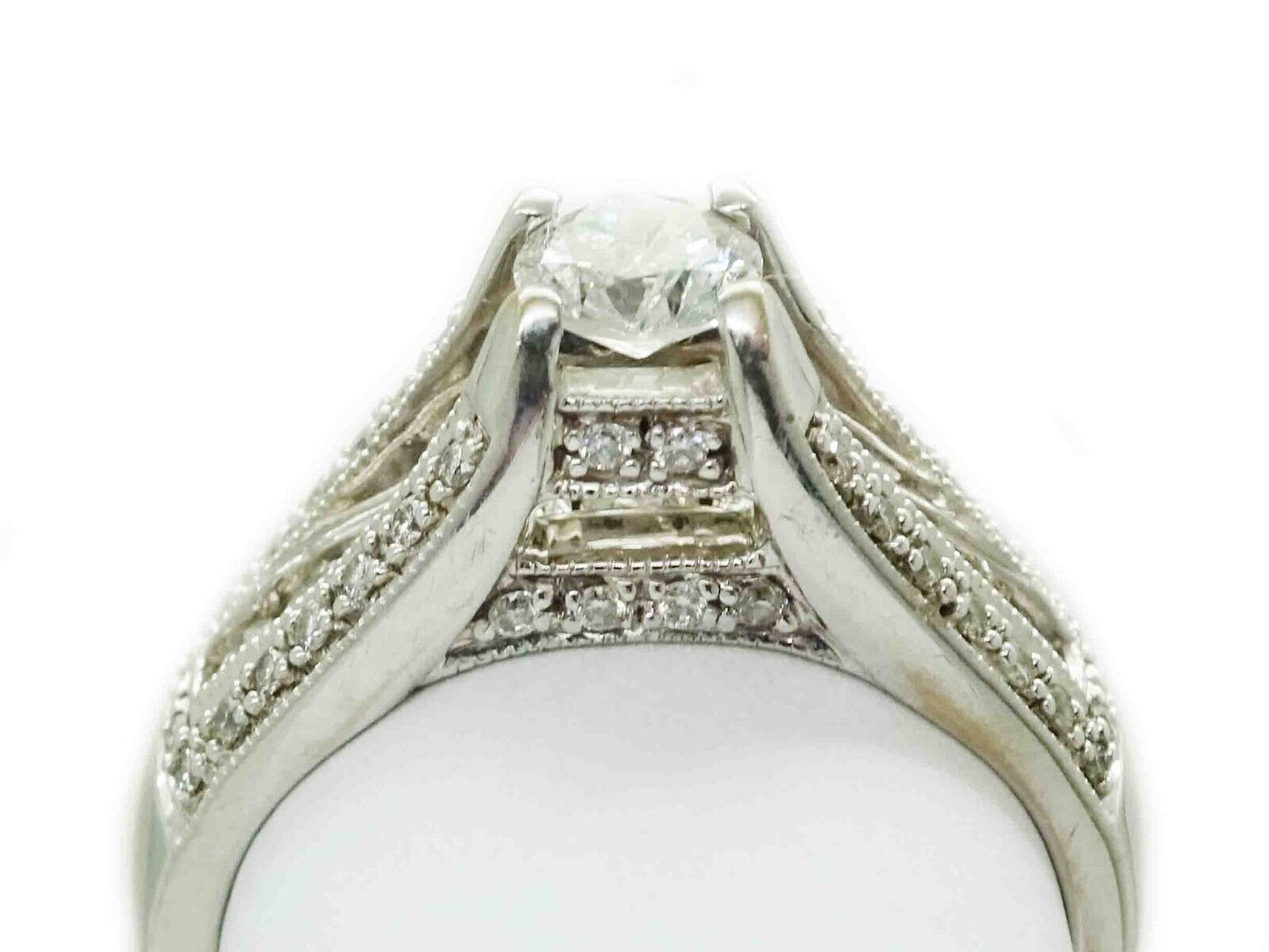 1.10ct tw Natural Diamond Bridal Band Ring 14k White Gold Size 7.25 DDG IGL