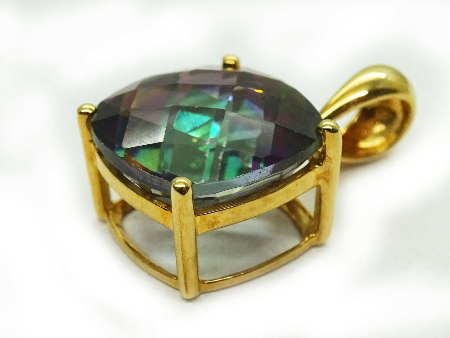 15+ ct tw Mystic Topaz Pendant Ring & Earrings 10k/14k Gold Jewelry Set