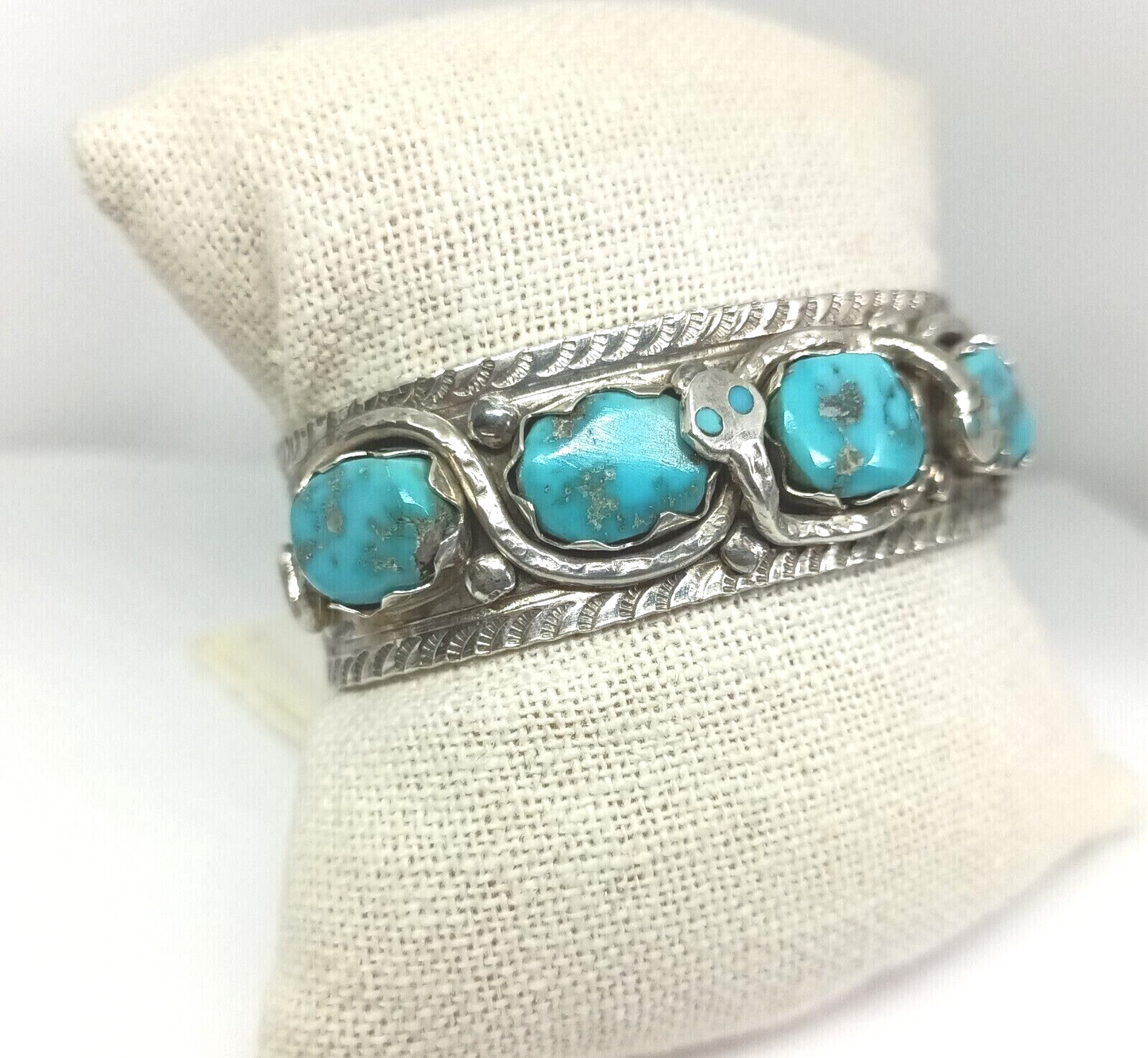 Effie C Zuni 925 Sterling Silver Turquoise Snake Cuff Bracelet