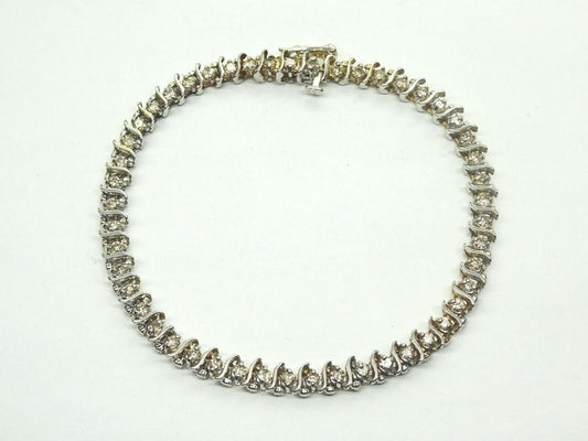 2.00ct tw Earth Mined Diamond "S" Link Tennis Bracelet 14k White Gold