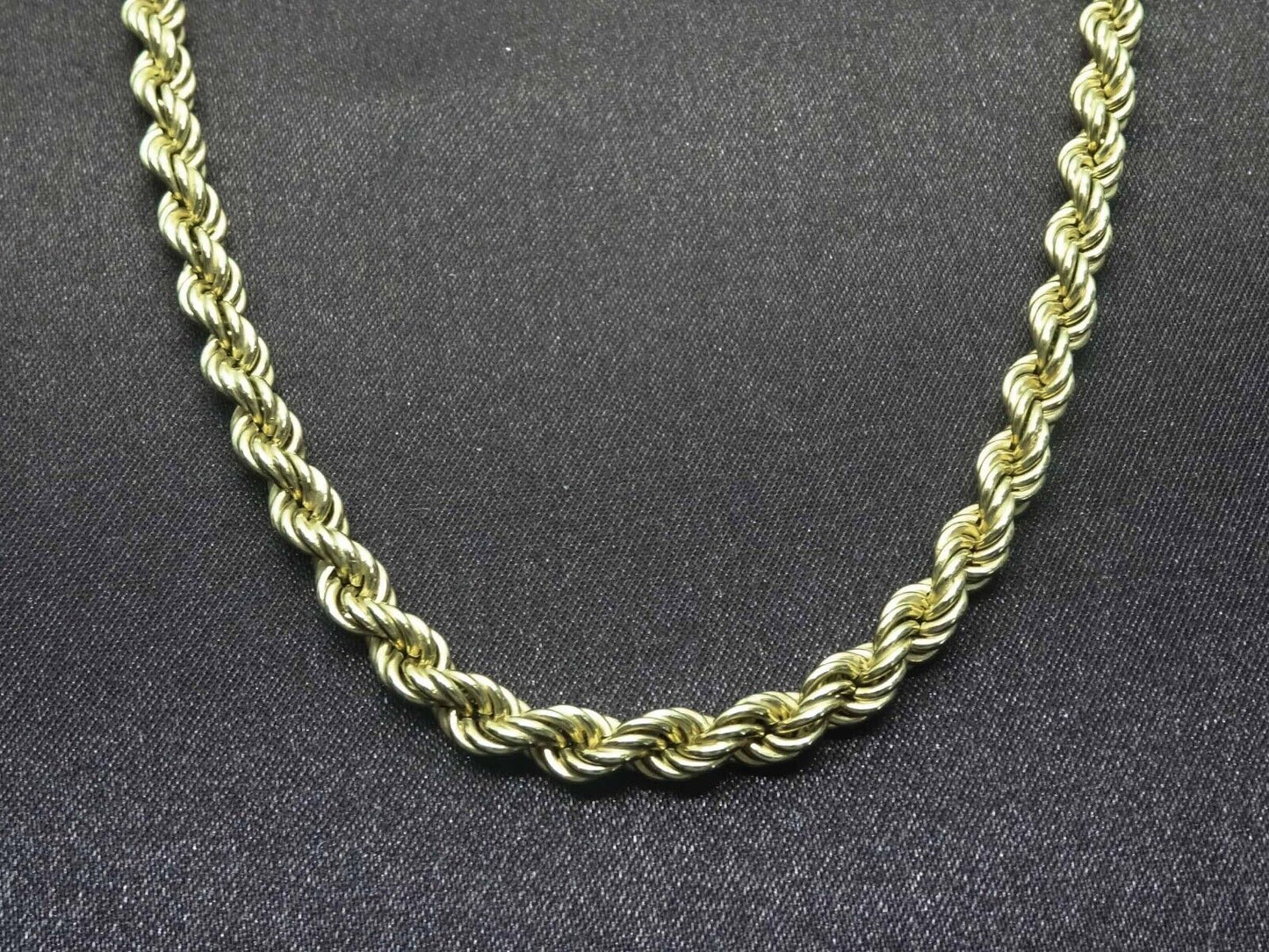 5mm Wide Rope Chain Necklace 14k Gold 28" Long 28.4 Grams