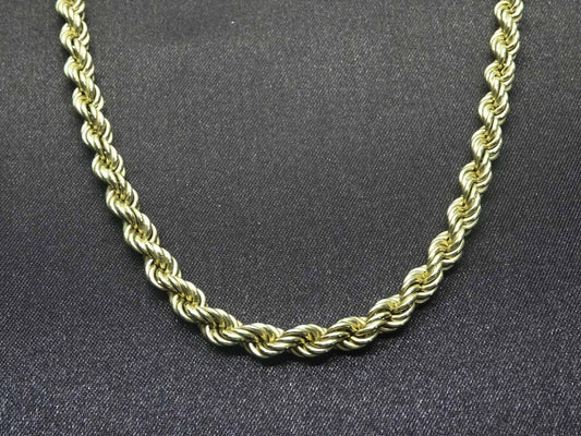 5mm Wide Rope Chain Necklace 14k Gold 28" Long 28.4 Grams