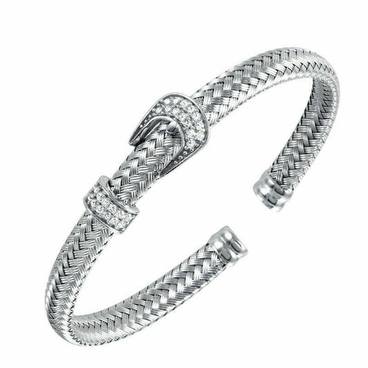 Charles Garnier Paris "Yvonne" Sterling Silver & Rhodium Cuff Bracelet