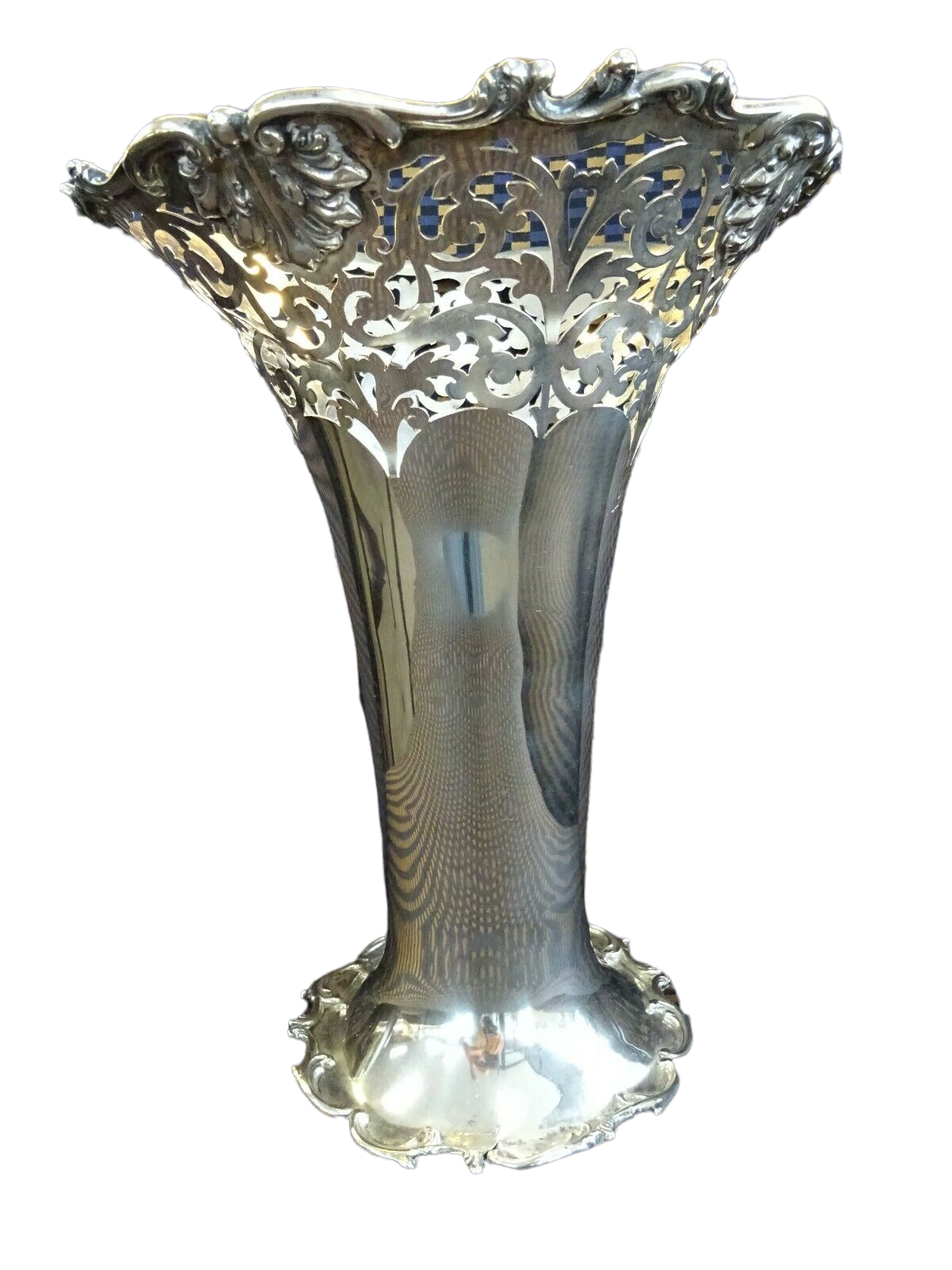 Antique Birks Pierced Sterling Silver Flower Vase, 705 grams, POLISHED, Gorgeous