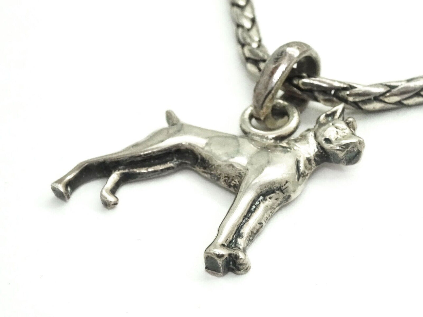 FAC FineARF Lisa Greene Boxer Dog Pendant Chain w/Extender Sterling Silver