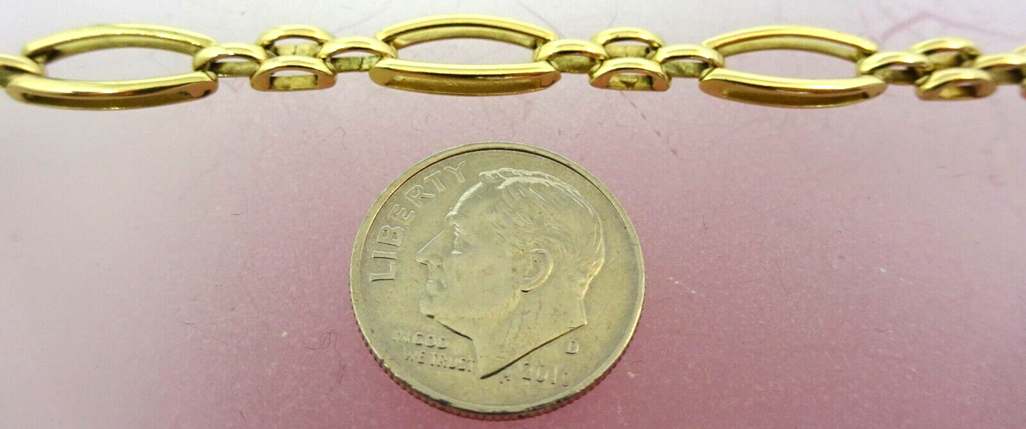 14k Yellow Gold Italian Link Bracelet 7-1/8" Long, 8.8 grams, Made in Italy