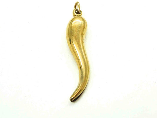 Cornicello Horn Good Luck Charm Pendant 14k Gold 1.0 Grams