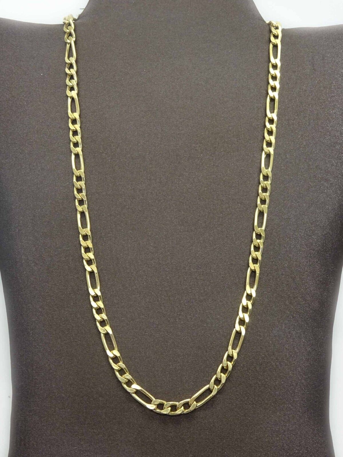 Men's 6mm Wide Figaro Link Chain Necklace 10k Gold 22" Long 24.9 Grams