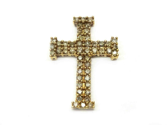 1.92ct tw Natural Diamond Cross Pendant SJ 10k Gold 4.2 Grams