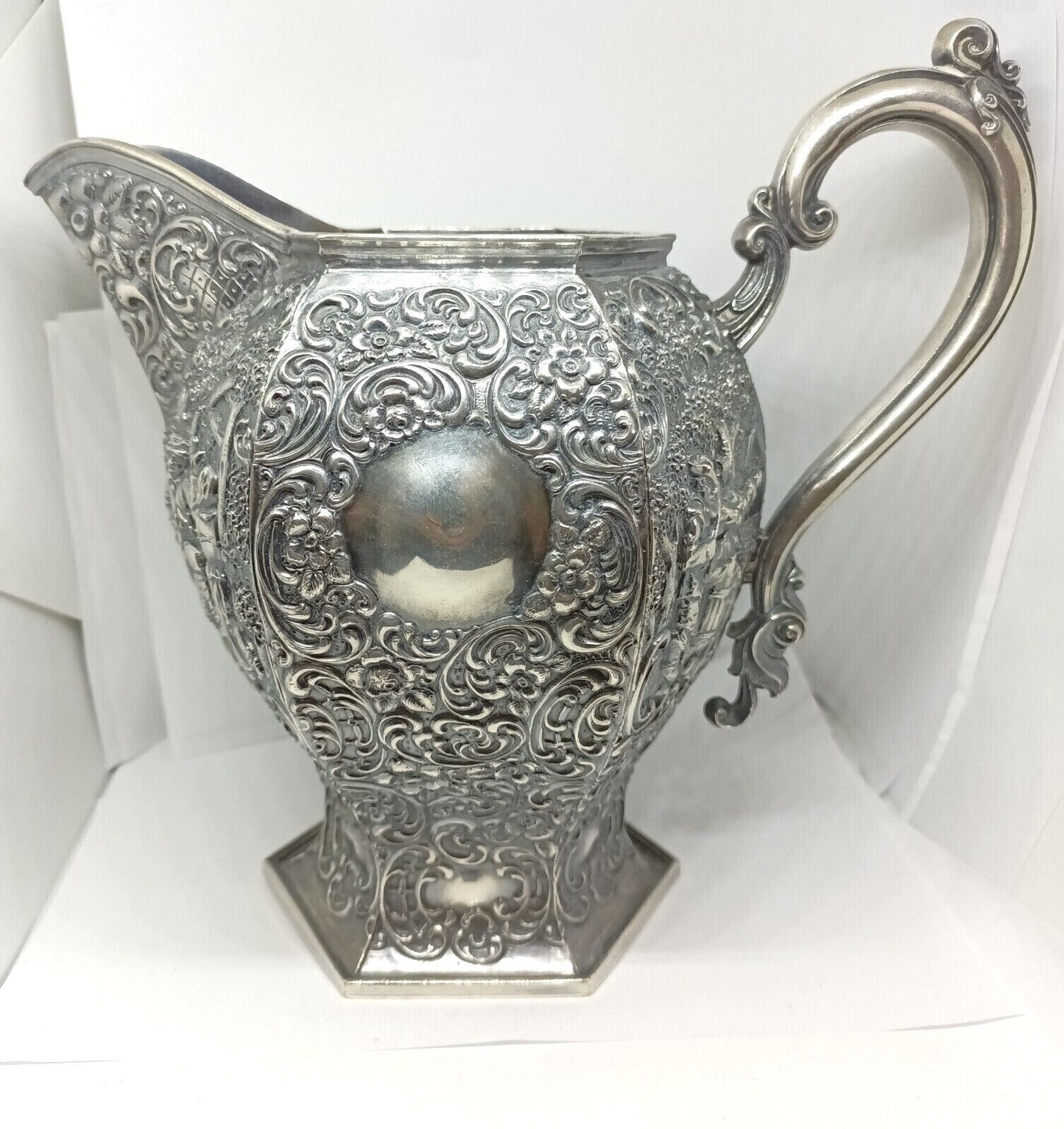 Barbour Silver Co. Antique Ornate Silver-plate Water Pitcher Circa 1892