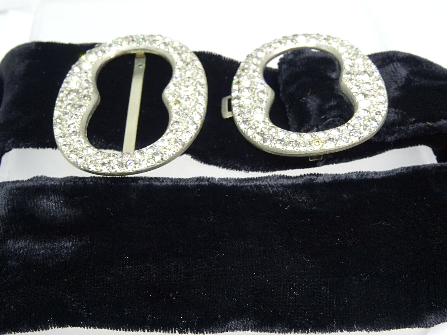 Vintage French Silver Paste Stones Oval Belt Buckles