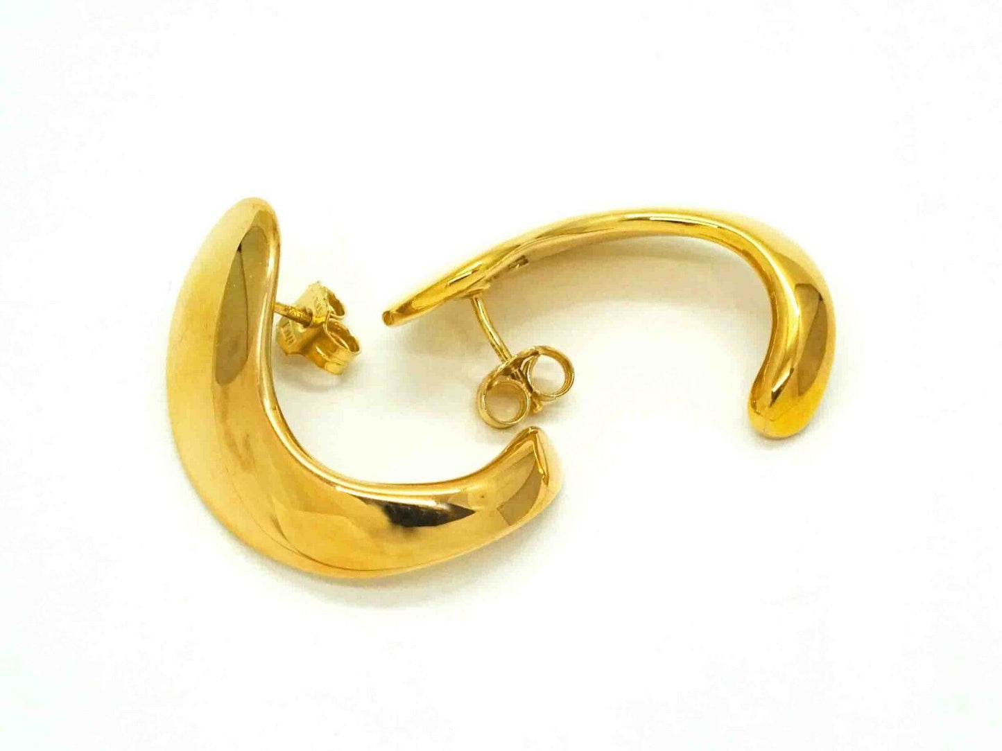 Classico Style Italian Designer Curved Swirl Dangle Earrings 14k Gold