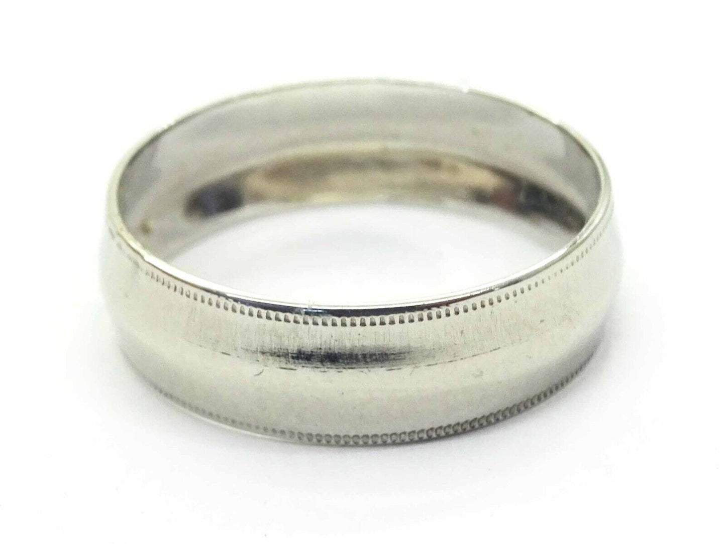 6mm Wide High Polish Dia-Cut Design Milgrain Edge Platinum Band Ring Size 8.5