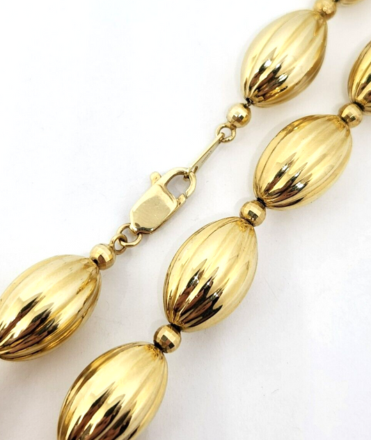 14k Yellow Gold Bead Chain Necklace 17'' Long, 11.5mm Wide