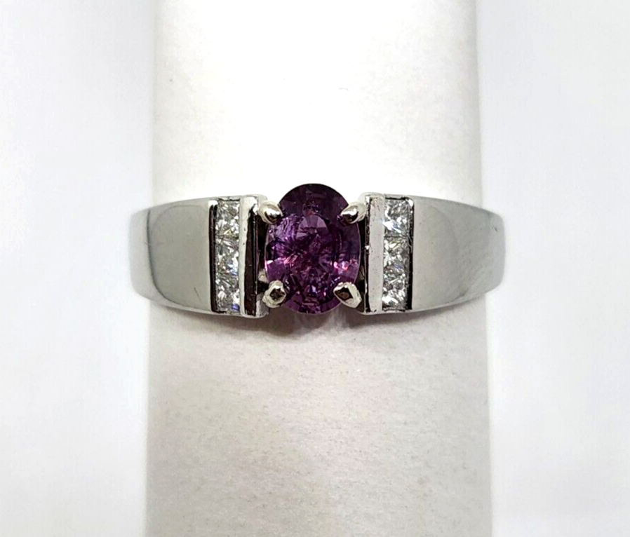 1.1ct tw Purple Sapphire & Diamond Platinum Ring, Size 11