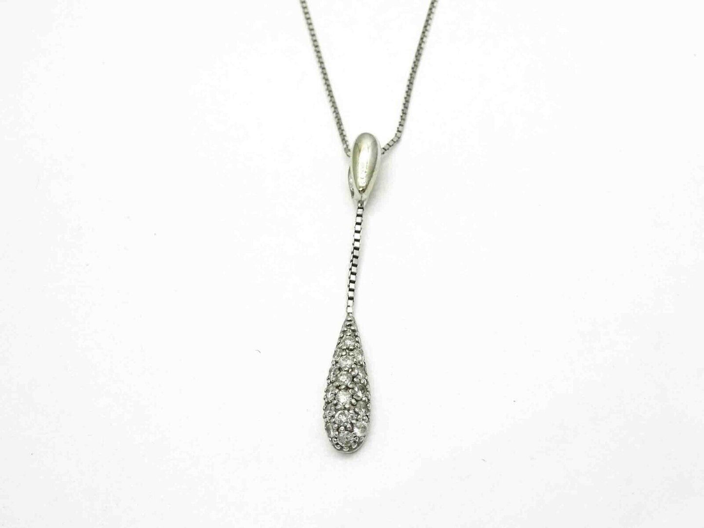 Natural Diamond Pave Drop Pendant 14k White Gold