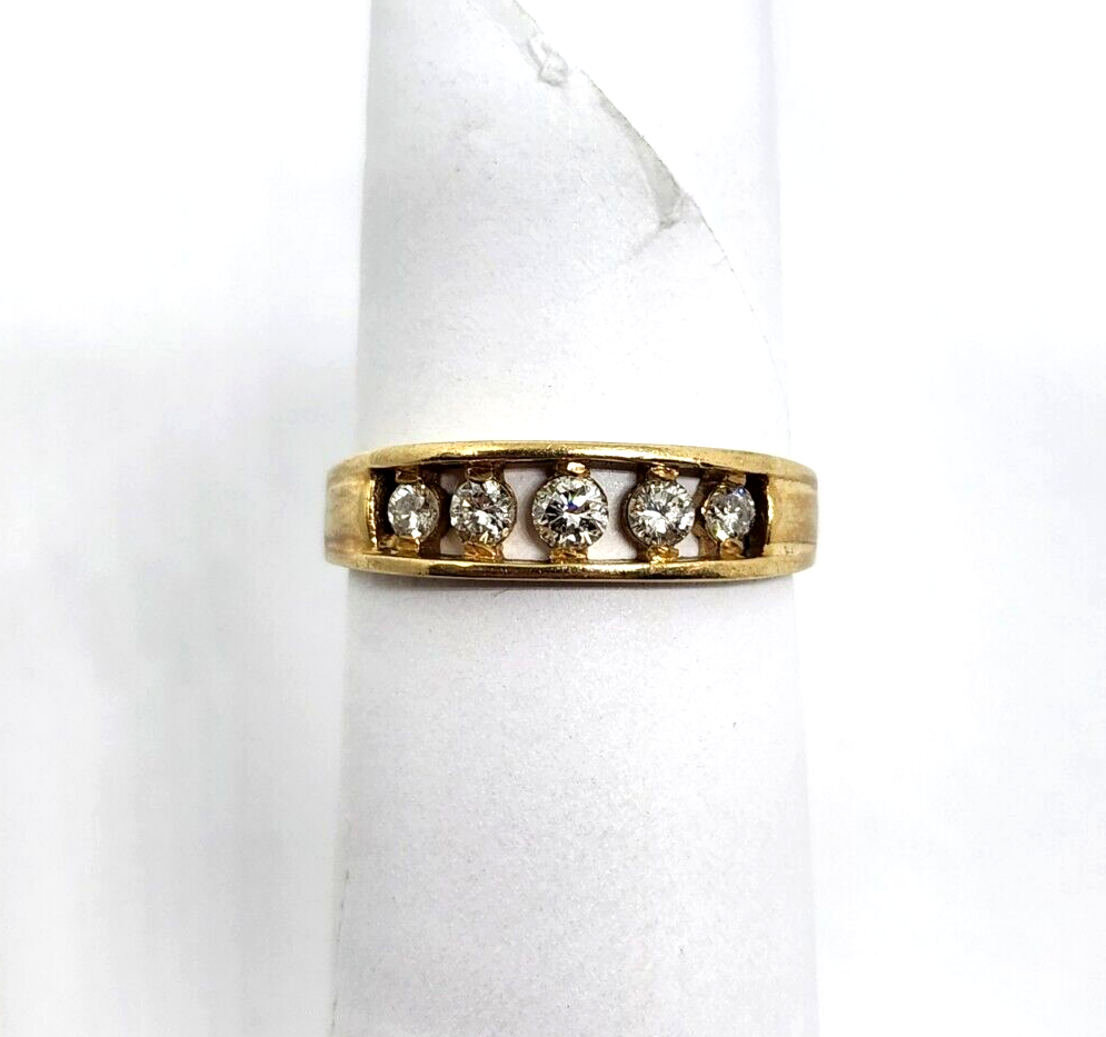 0.42ctw Round Diamond Channel Set Wedding Band Ring 14k Yellow Gold Size 10.25