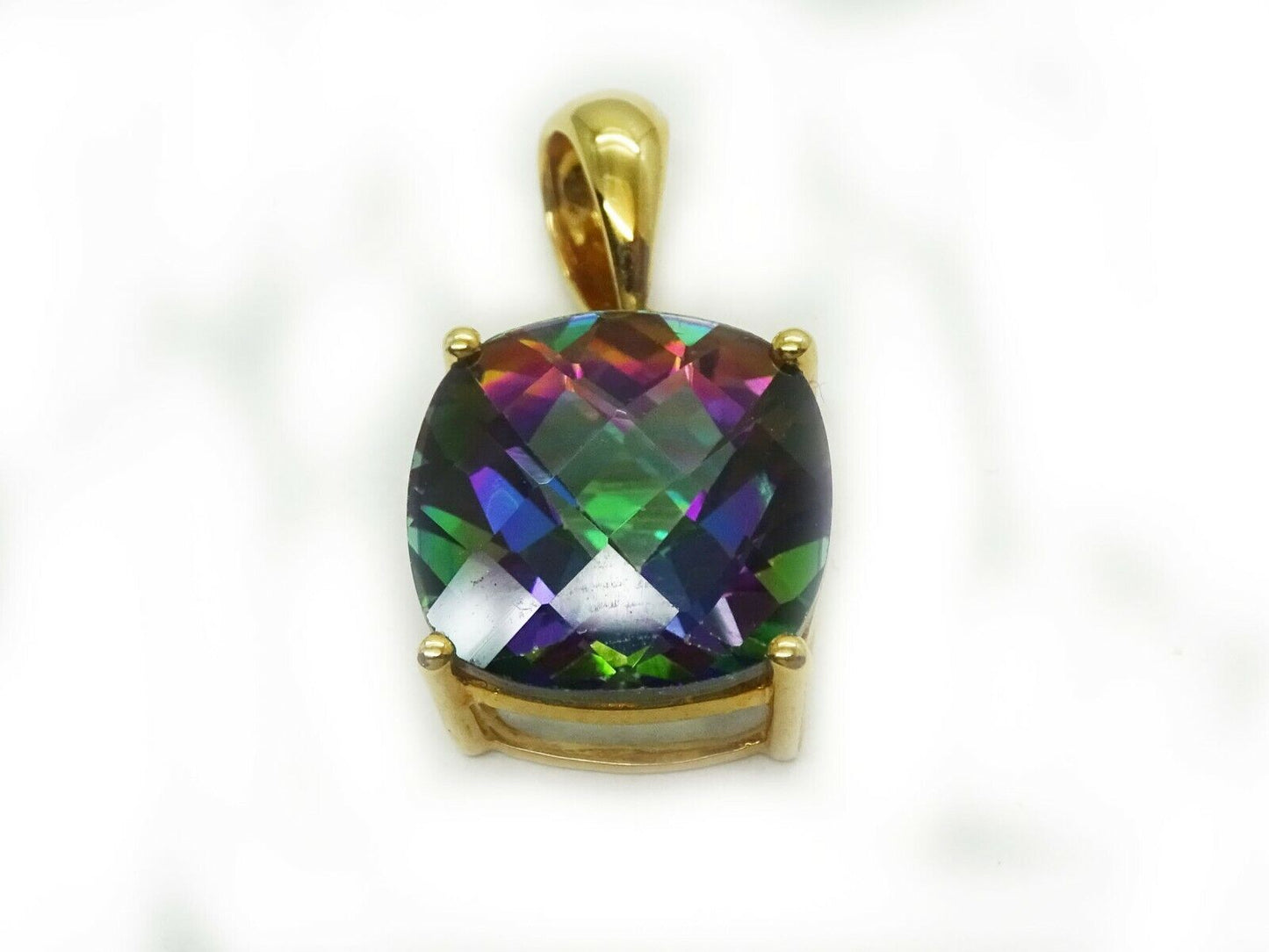 15+ ct tw Mystic Topaz Pendant Ring & Earrings 10k/14k Gold Jewelry Set