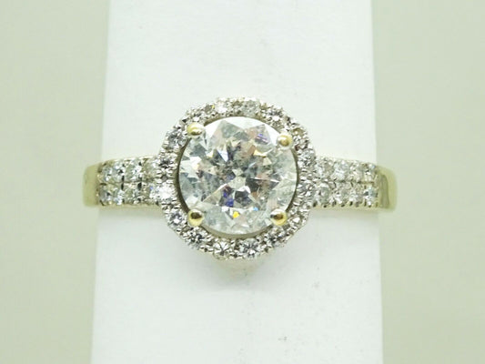1.75ct tw Round Natural Diamond Halo Engagement Ring 14k White Gold Size 8.75
