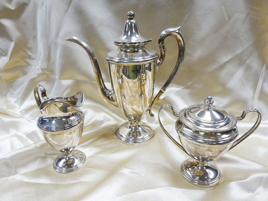 Antique Weidlich 3pc Sterling Silver Coffee & Tea Set