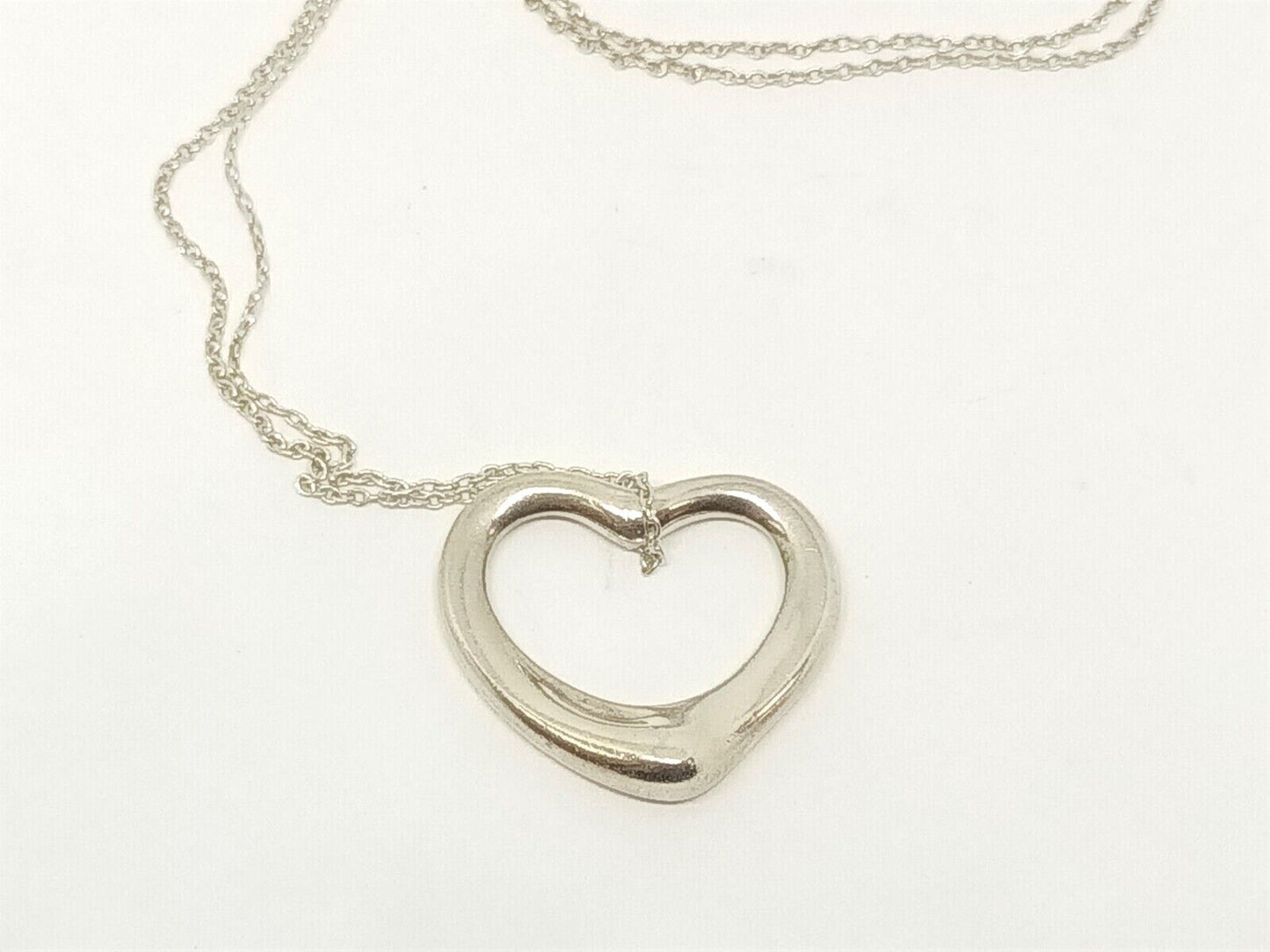 Tiffany & Co. Elsa Peretti 22mm Open Heart Pendant 19'', Sterling Silver, w/ Box