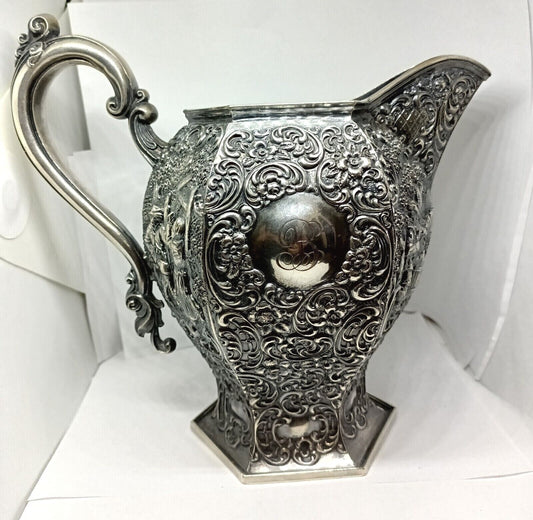 Barbour Silver Co. Antique Ornate Silver-plate Water Pitcher Circa 1892