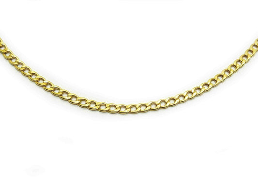 3mm Wide Hollow Cuban Link Chain Necklace 14k Gold 20" Long 2.9 Grams
