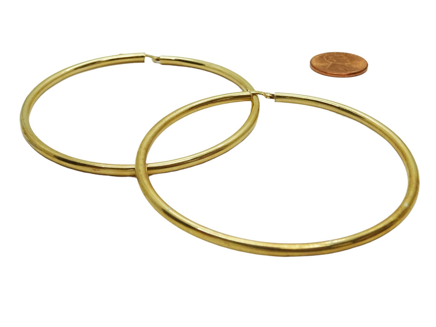 Large Thin Italy Hoop Earrings 14k Gold