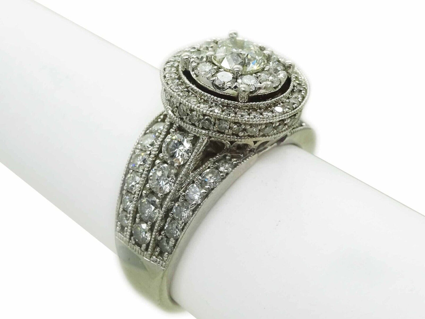 Rosy Blue ZEI 2.75ct tw Natural Diamond Cluster Ring 14k White Gold Size 8.75