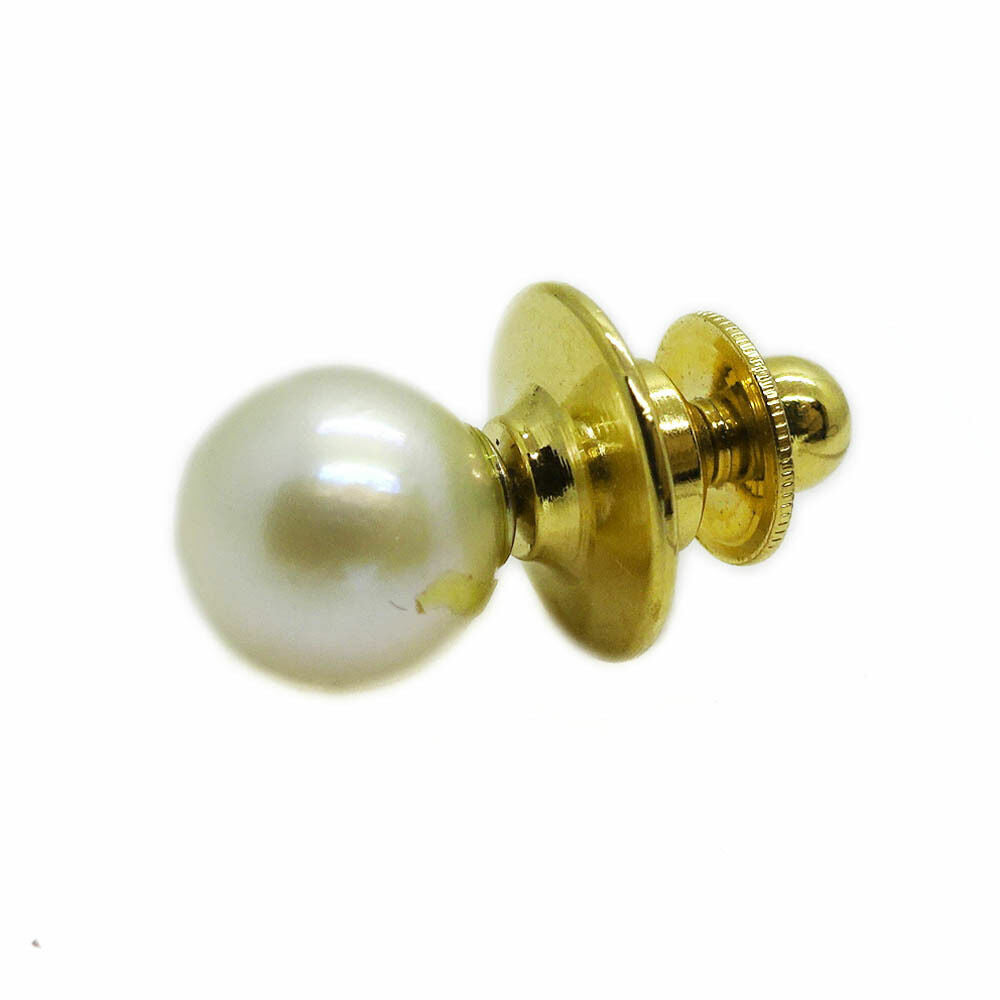 Genuine Pearl Tie Tack On 14k Post With Base Metal Clasp