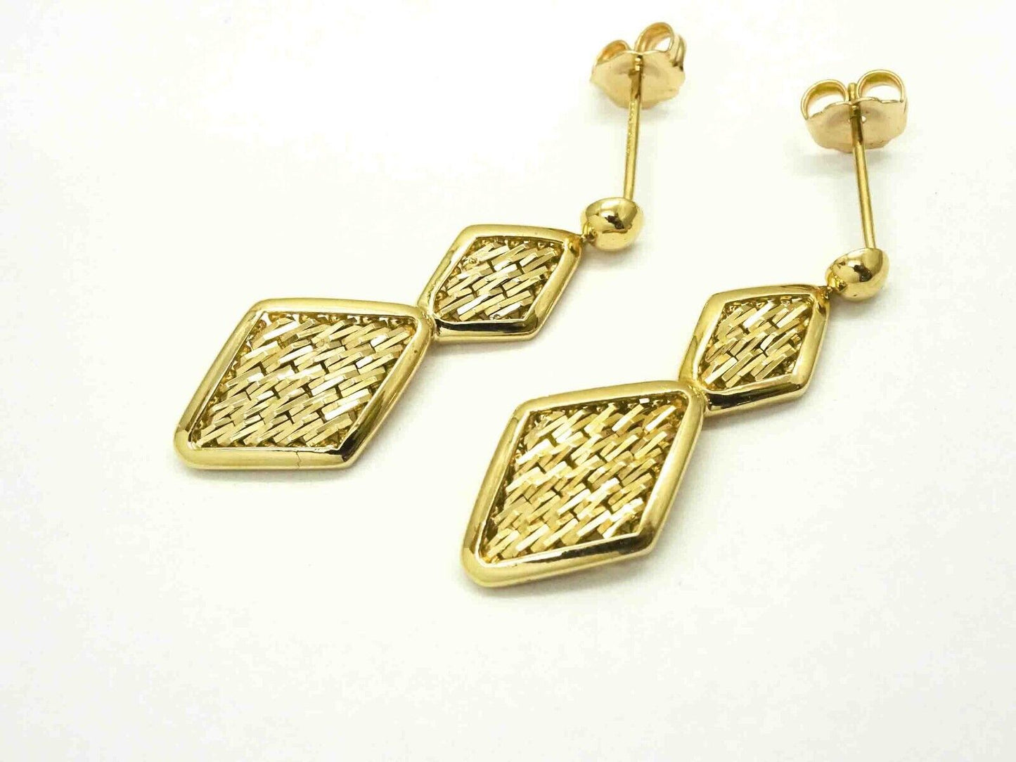 Dia-Cut Tie Dangle Drop Earrings 14k Gold