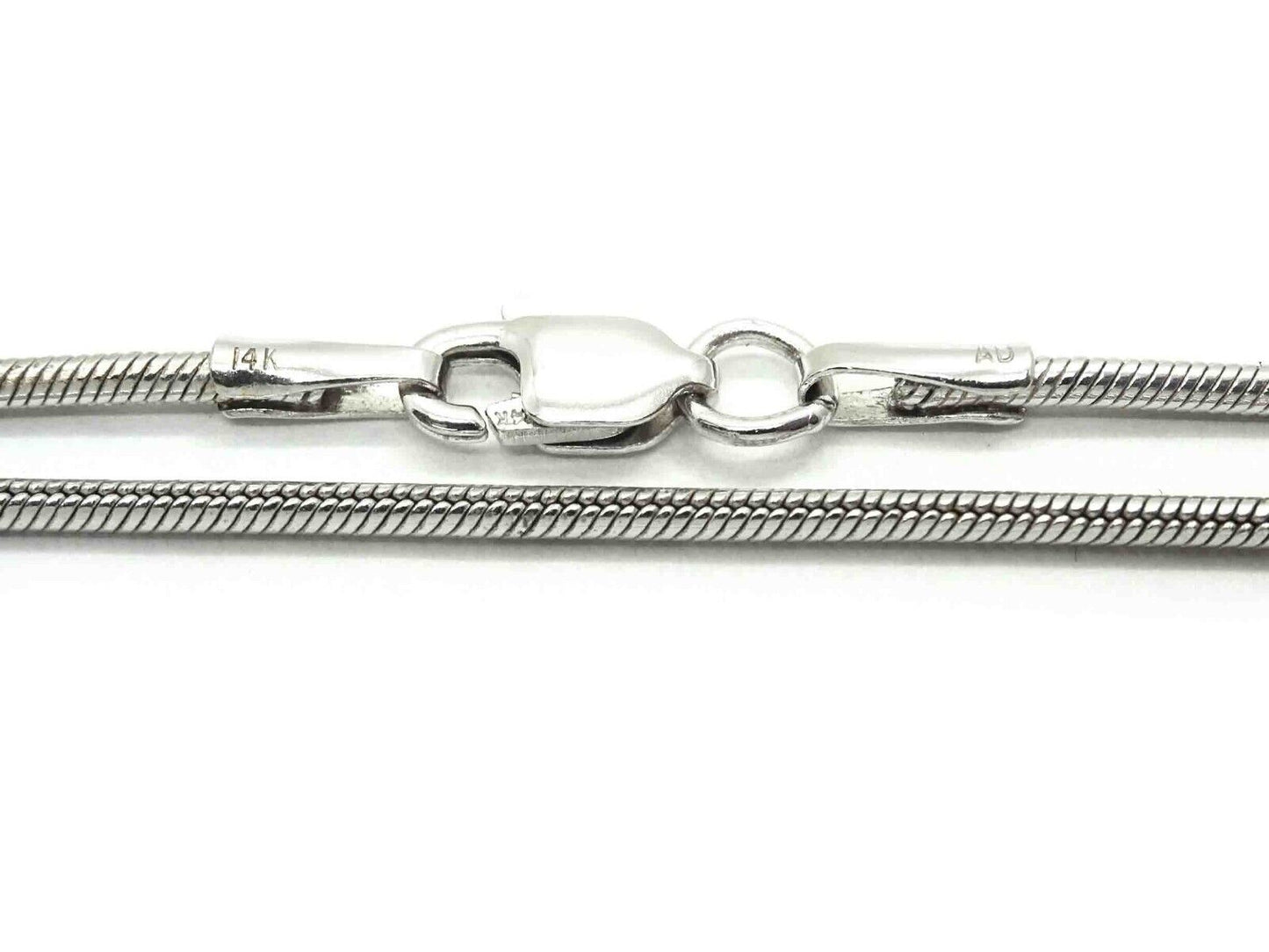 1mm Wide Snake Chain Necklace 14k White Gold 16" Long 6.6 Grams