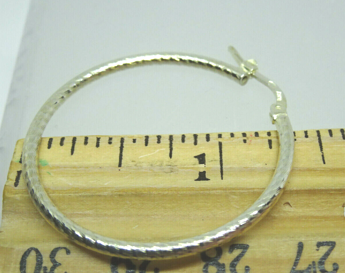 Italian Dia-Cut Hoop Earrings Sterling Silver