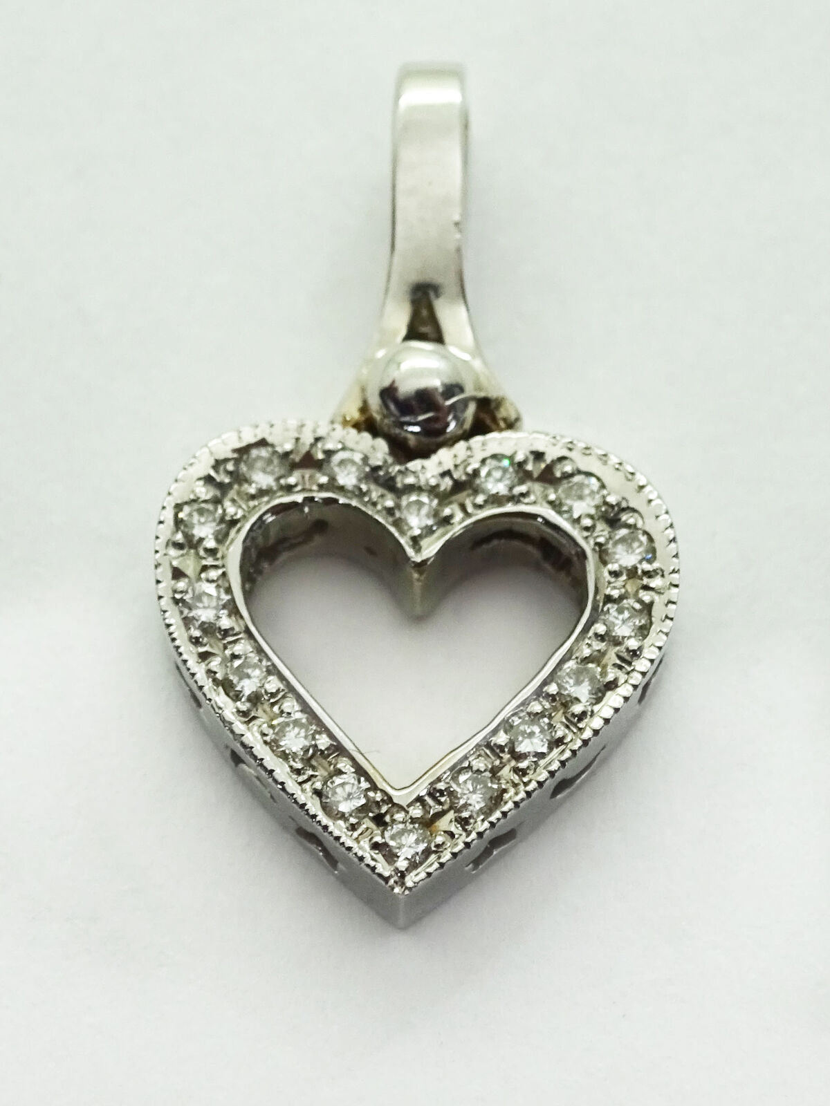 0.5ct tw Diamond Open Heart Star Moon Filigree Pendant 18k White Gold