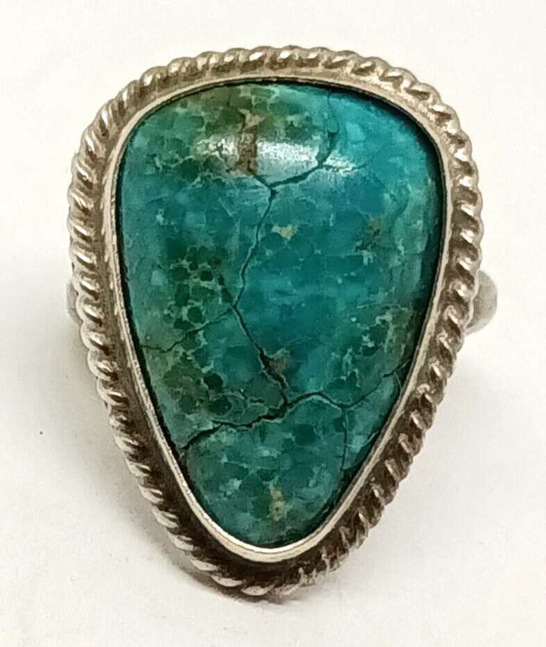 Native American Sterling Silver & Turquoise Ring Size 5, 7.8 grams