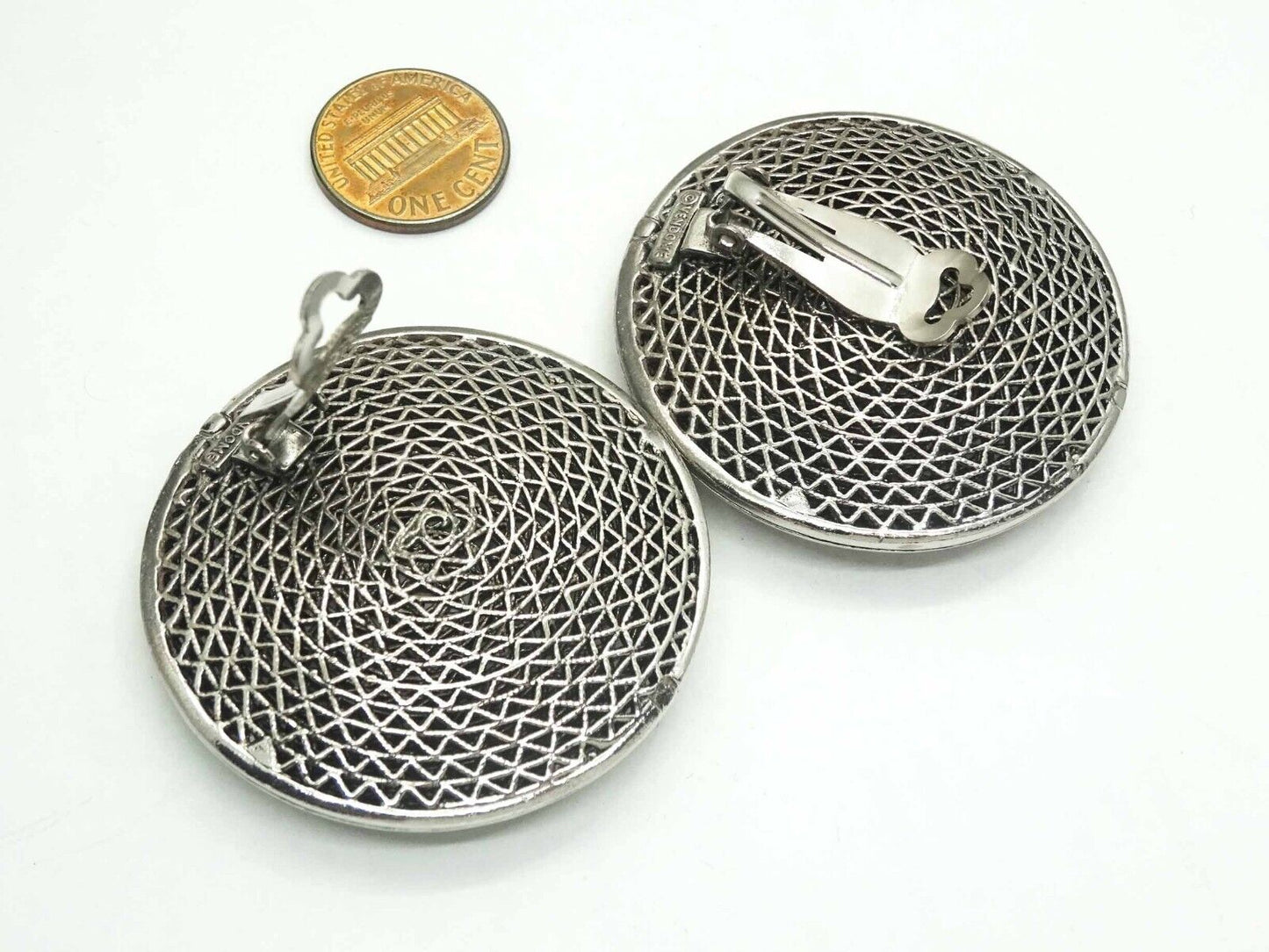 Huge Vendome Designer Basketweave Pattern Bracelet & Earrings Set Silver Tone