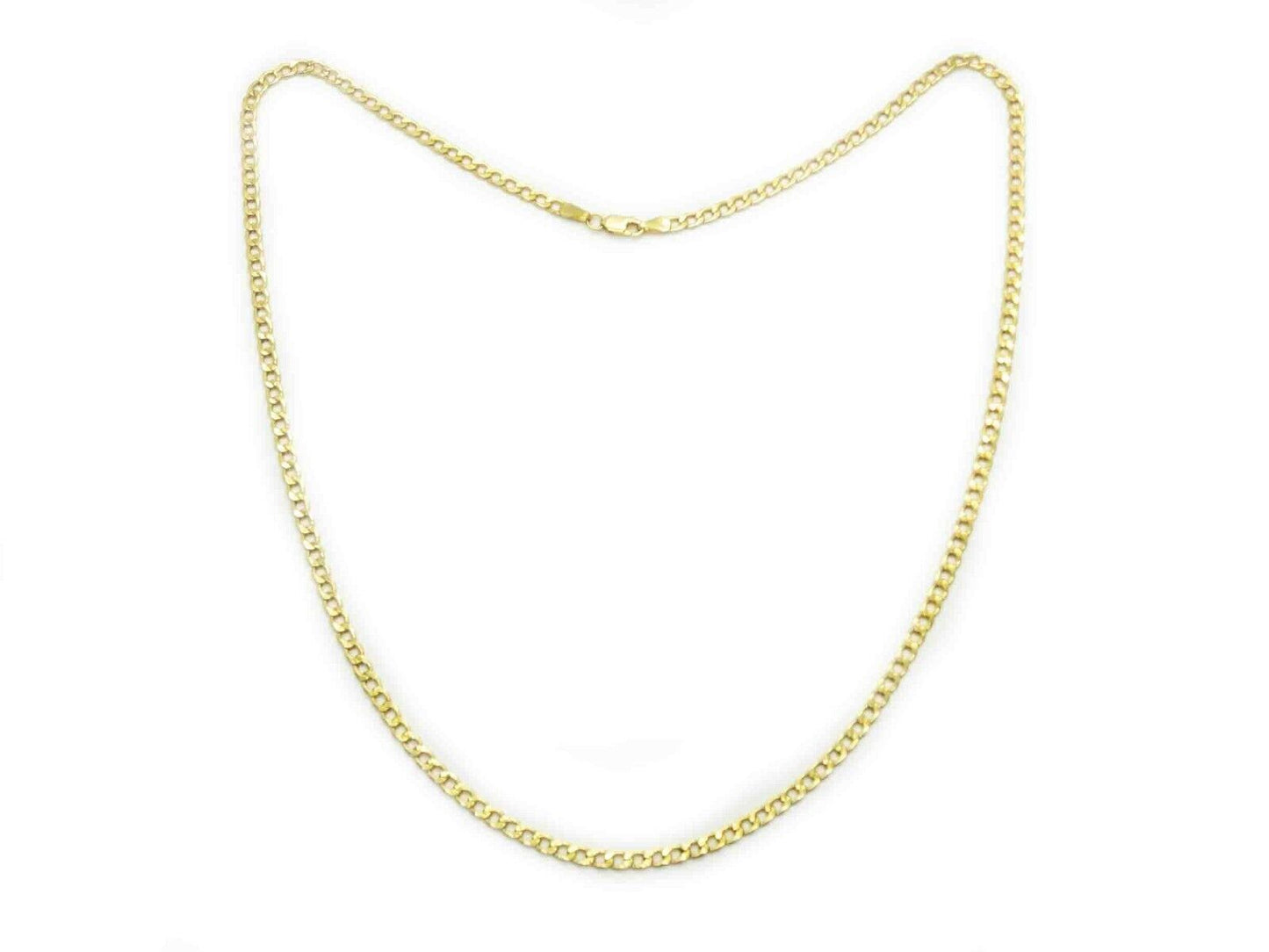 3mm Wide Hollow Cuban Link Chain Necklace 14k Gold 20" Long 2.9 Grams