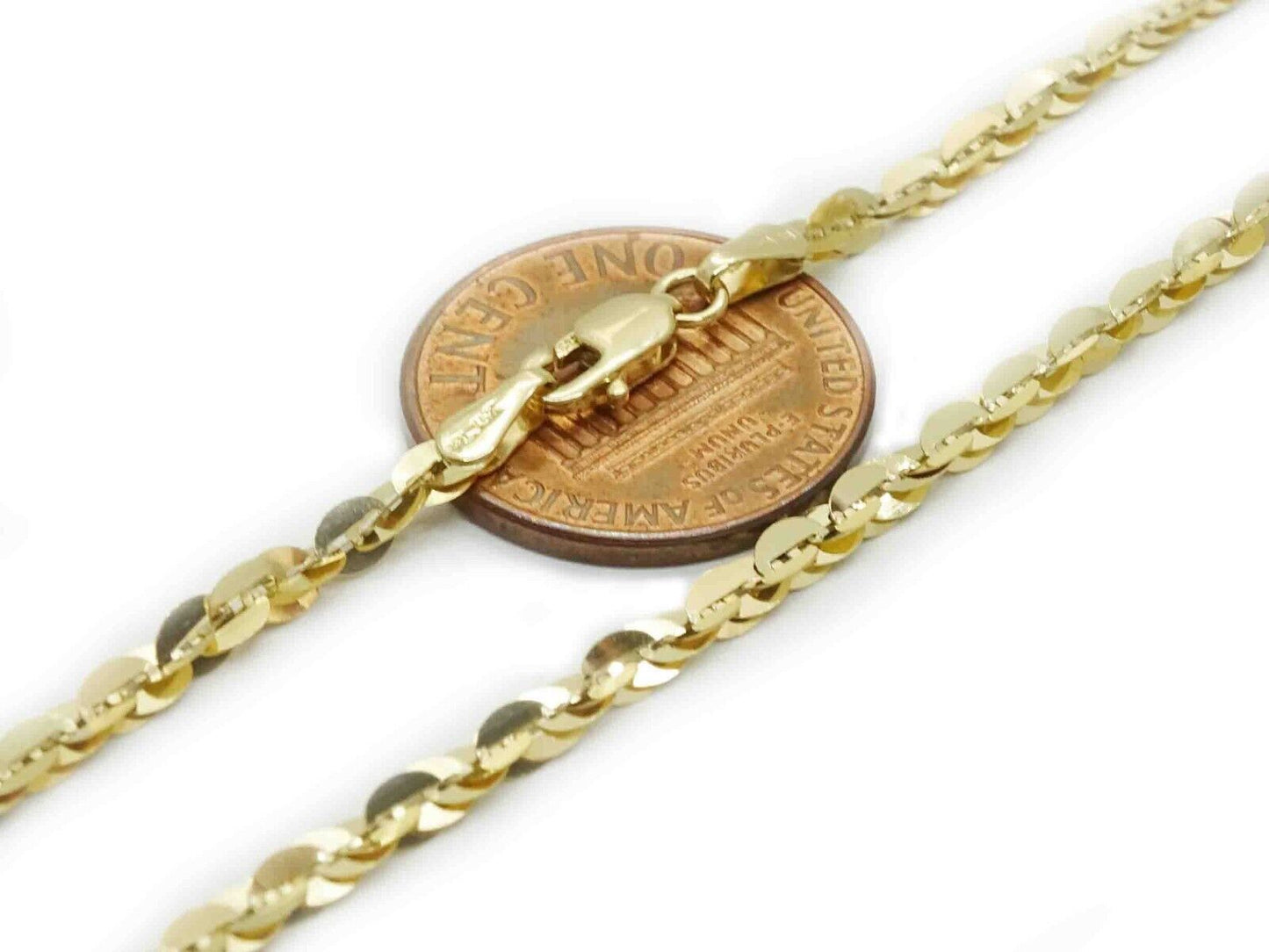 3mm Sparkly Designer Link Chain Necklace 14k Gold 18" Long 3 Grams