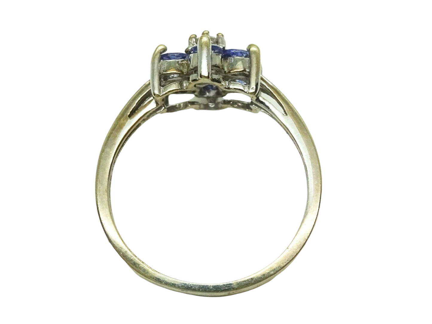 Natural Iolite & Earth Mined Diamond Starburst Ring 10k White Gold Size 6.5