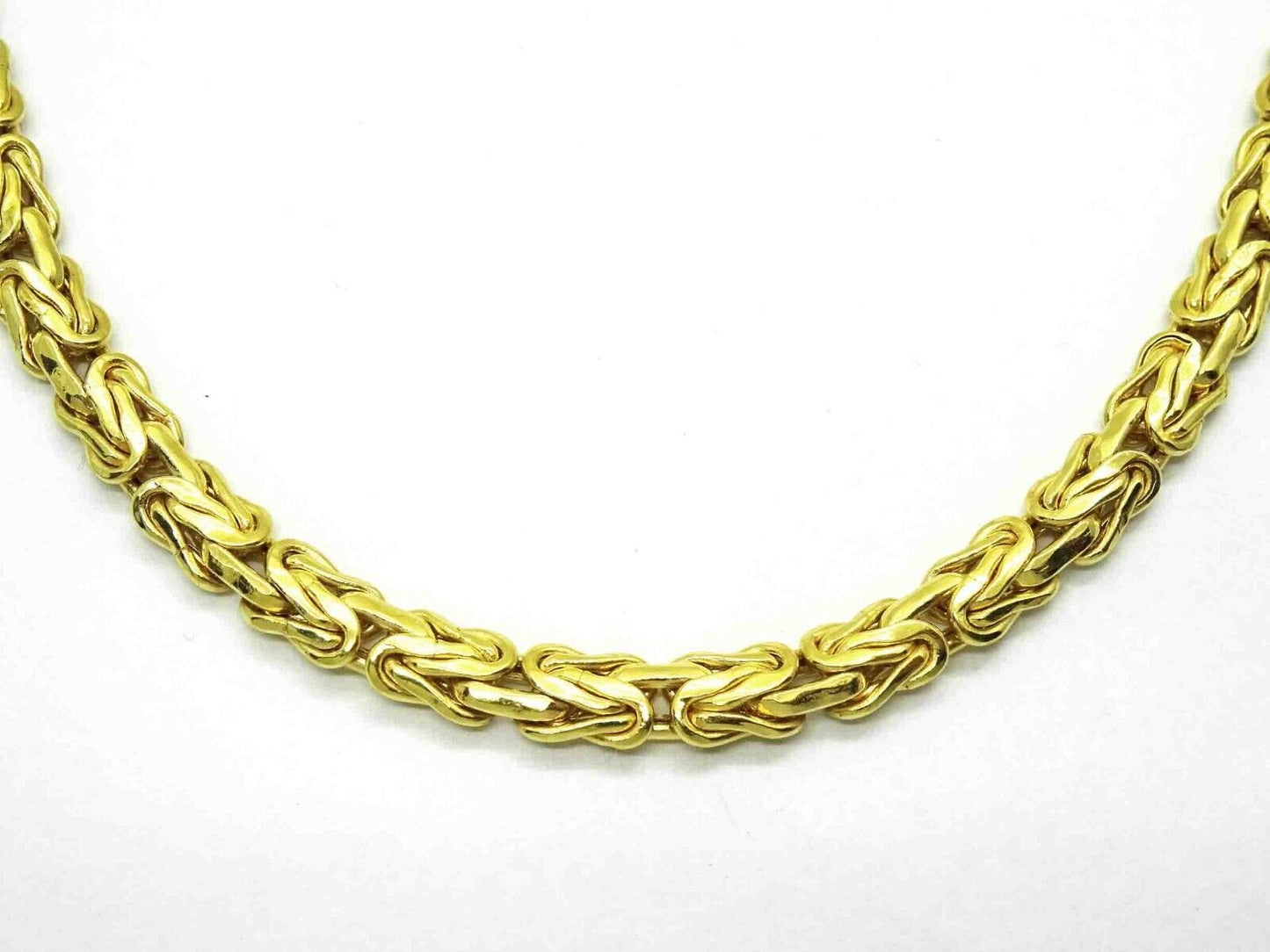 6mm Wide Italian Byzantine Chain Necklace 14k Gold 16.5" Long 20.2 Grams